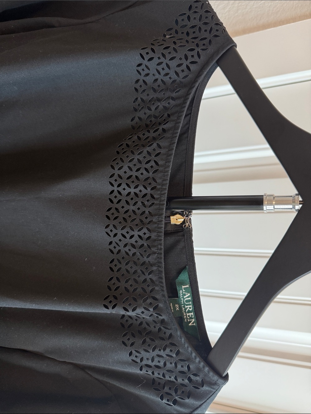 Lauren Ralph Lauren Black Laser-Cut Bell Sleeve Blouse - Picture 3 of 4